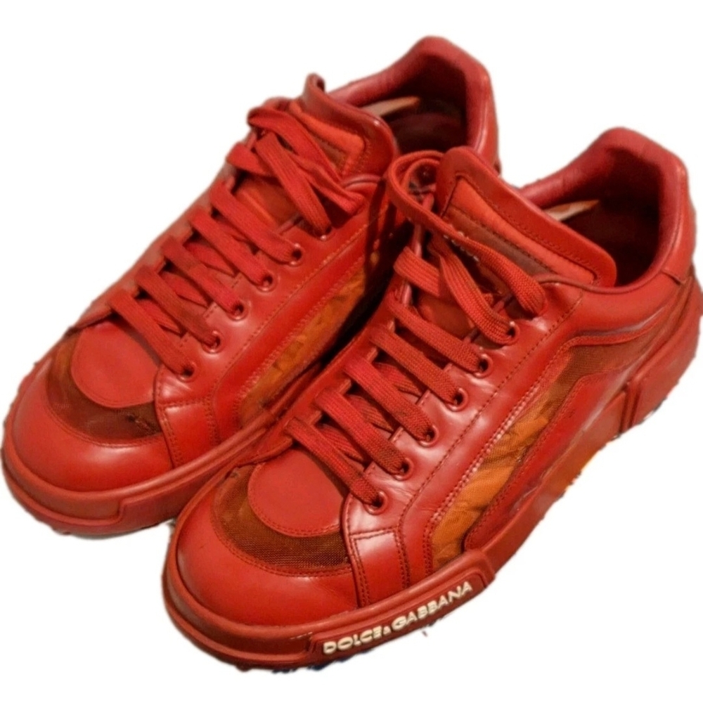 Dolce & Gabbana Unisex Portofino Red LowTop Sneakers US Mens Sz 6 /Wmns Size 7.5